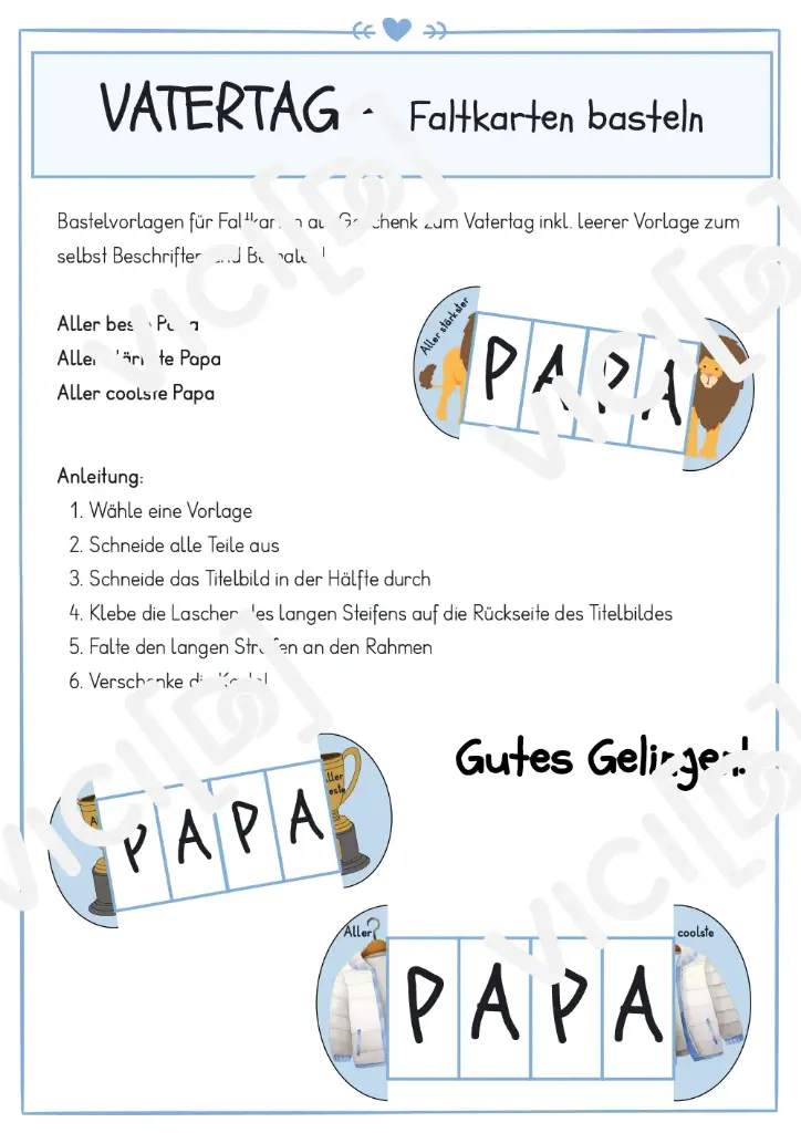 Bastelvorlage Faltkarte Vatertag