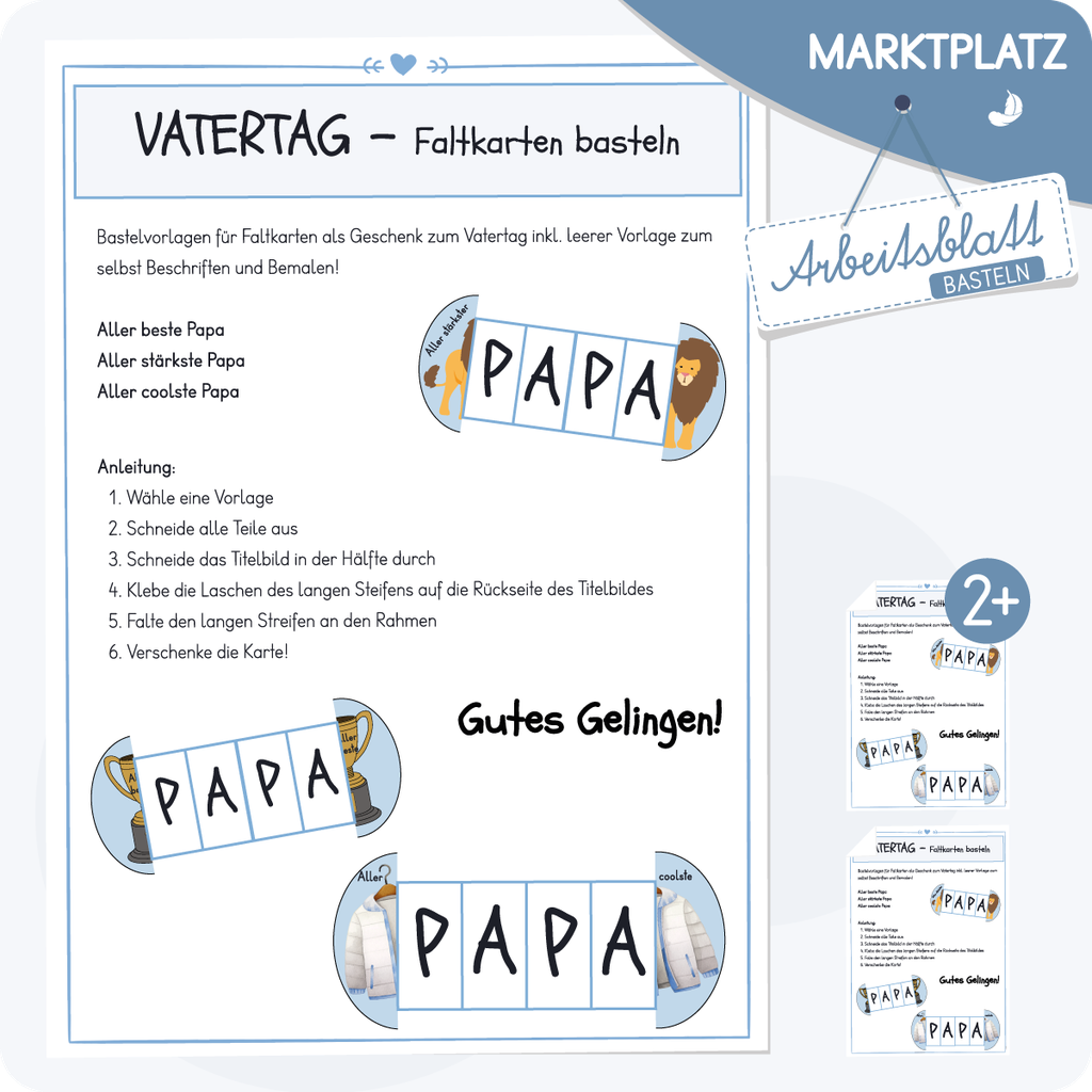 Bastelvorlage Faltkarte Vatertag