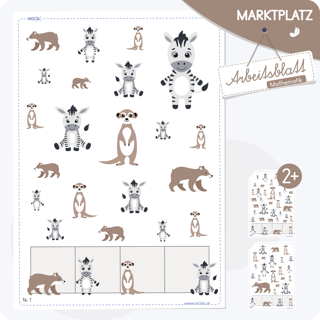Zählkarten mit Tiermotiven